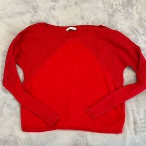 Red textured knit sweater